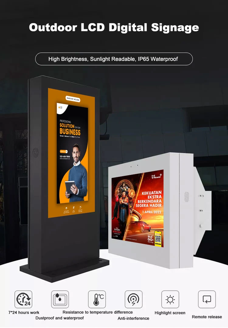 Outdoor Capacitive Wall Mounted Advertising Display Touch Screen LCD Digital Signage