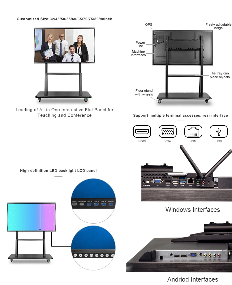 Hot Sale Cheap Price 65 Inch School Android Educational Smart Electronic Classroom Whiteboard